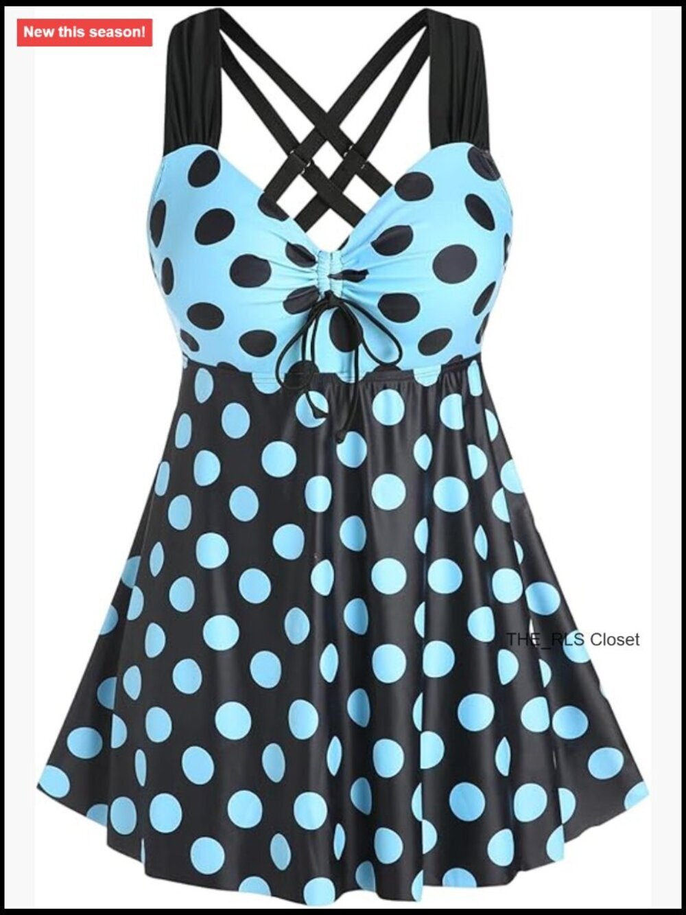 Plus Size Curve Cinched Polka Dot Crisscross Tankini Swimsuit Set with Boyshorts - Picture 1 of 7